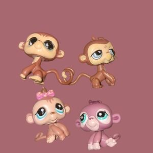 Authentic Littlest Pet Shop 4 Monkeys